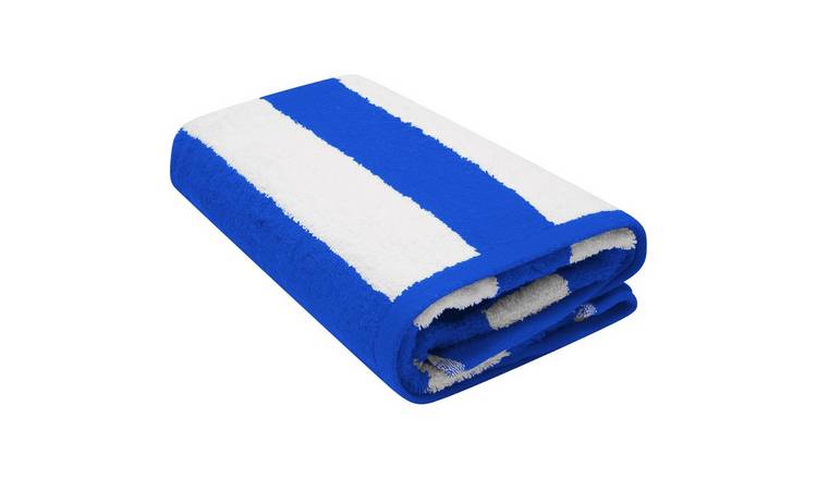 K Collection Striped Pack of 2 Blue Beach Towel - 152cm x 76cm