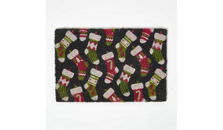 Homescapes Christmas Stockings Non-Slip Coir Doormat – 40 x 60 cm