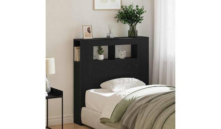 Walplus Engineered Wood LED Headboard - Black Ash - 100 x 18.5 x 103.5 cm