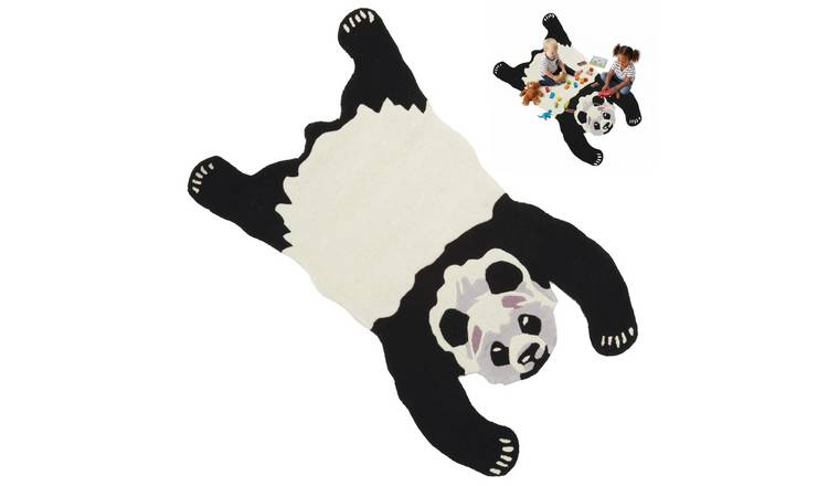 Orsina Black and White Kids Panda Rug - 90 x 150cm