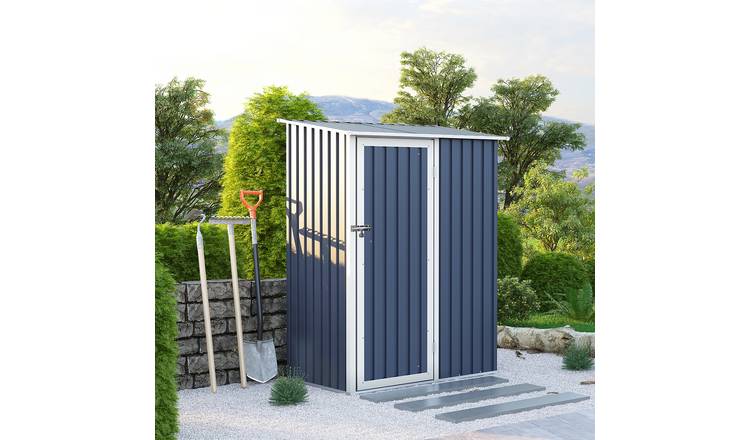 Charles Bentley 4.7ft x 3ft Small Roof Door Apex Metal Storage Shed - Grey