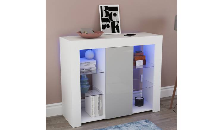 Vida Designs Azura 1 Door Large LED Sideboard - White & Grey