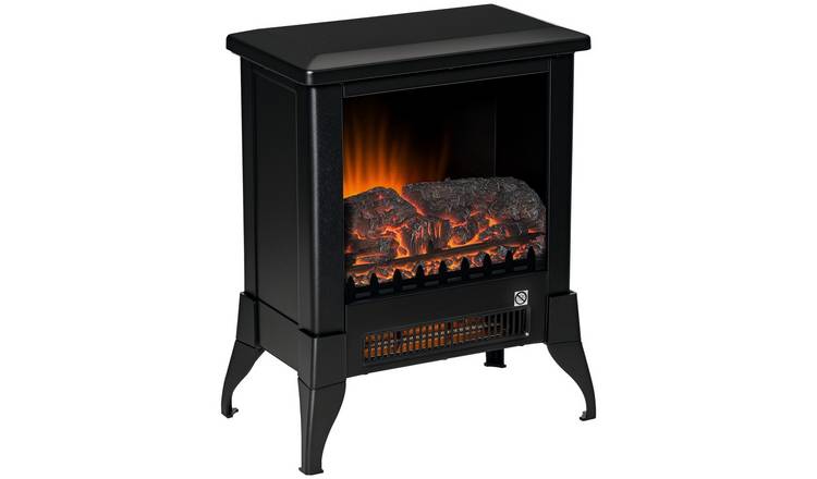 HOMCOM Freestanding Electric Fireplace with Overheat Protection - Black
