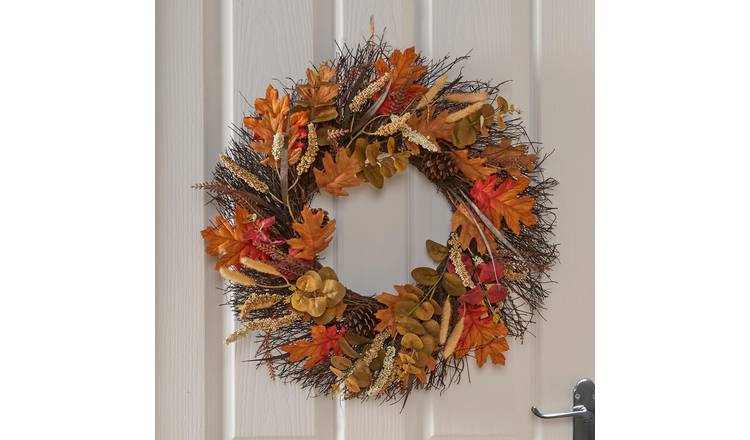 OHS 50cm Autumn Harvest Wreath - Brown Orange