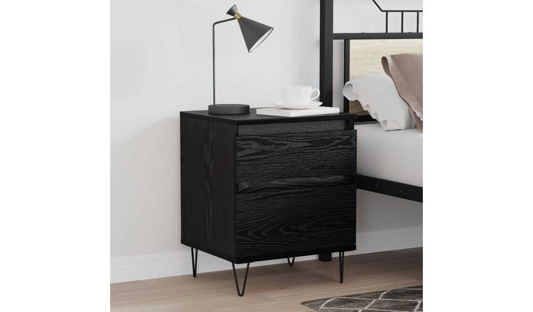 Walplus 1 Drawer Wood Bedside Cabinet 1 Door - Dark Oak - 40 x 35 x 50 cm