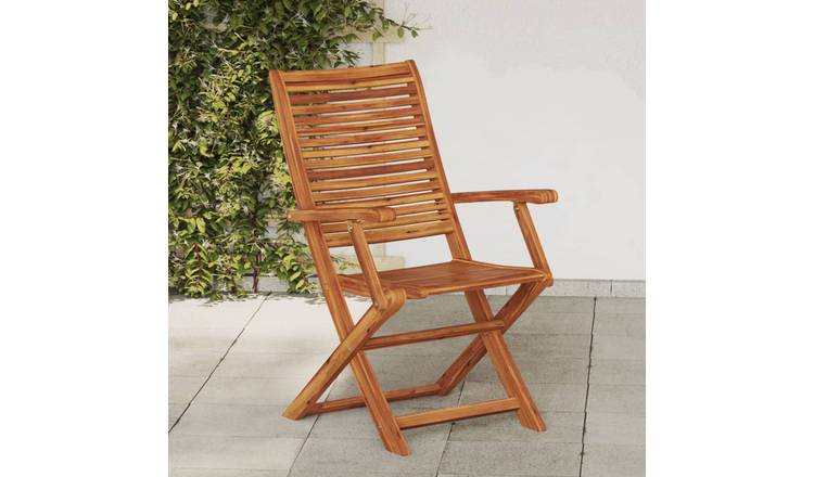 Walplus 2 Piece Wood Folding Chairs with Armrest - Brown - 57 x 66 x 95 cm
