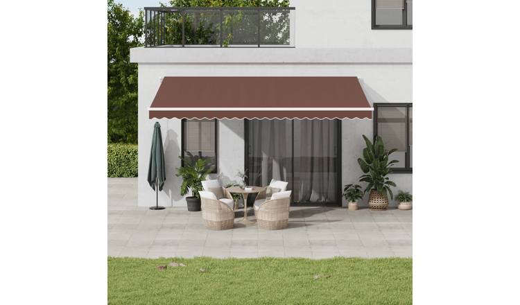 Walplus Electric Polyester Retractable Awning - Brown - 500x350 cm