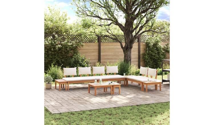 Walplus 5 Piece Metal Garden Sofa Set - Brown and Cream - 60 x 60 x 30 cm