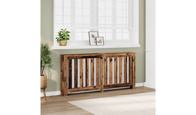 Walplus Vertical Slats Radiator Cover - Old Wood - 175 x 20 x 82 cm