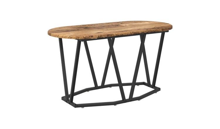 Walplus Engineered Wood and Metal Coffee Table - Dark Wood - 80 x 40 x 40.5 cm