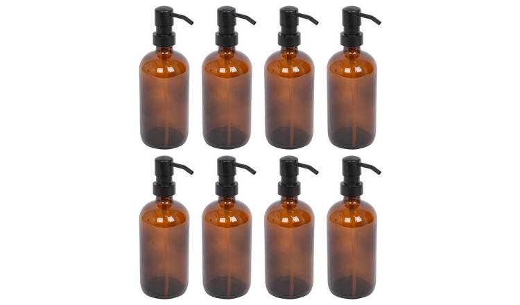 Harbour Housewares Glass Soap Dispensers  - Amber - Pack of 8