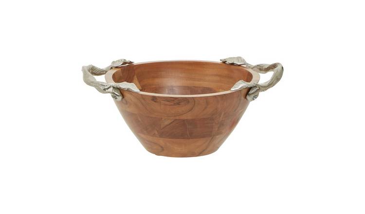 Orsina Vine Acacia Wood Medium Round Bowl - Silver