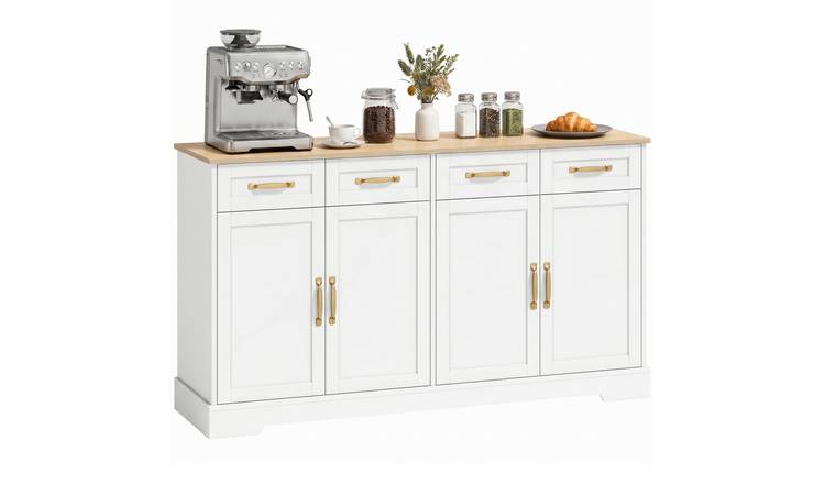 HOMCOM 4 Drawers Farmhouse Sideboard Buffet Cabinet - White