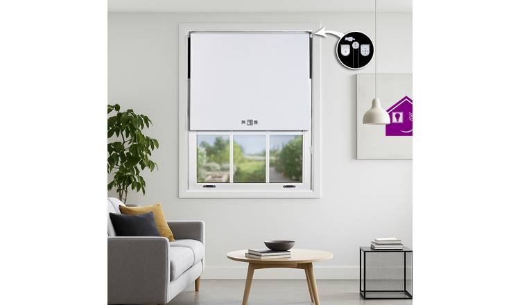 Furnished White Blackout Roller Blind Triple Square Eyelets - 235 x 165cm