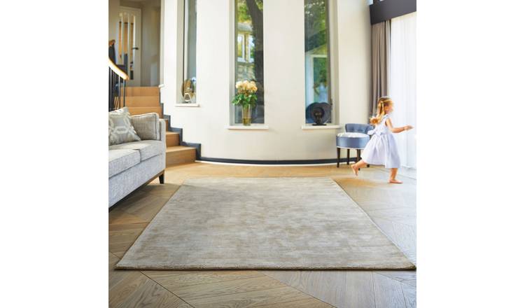 Mega Flooring Beige Handmade Plain Rug - 120 x 170cm
