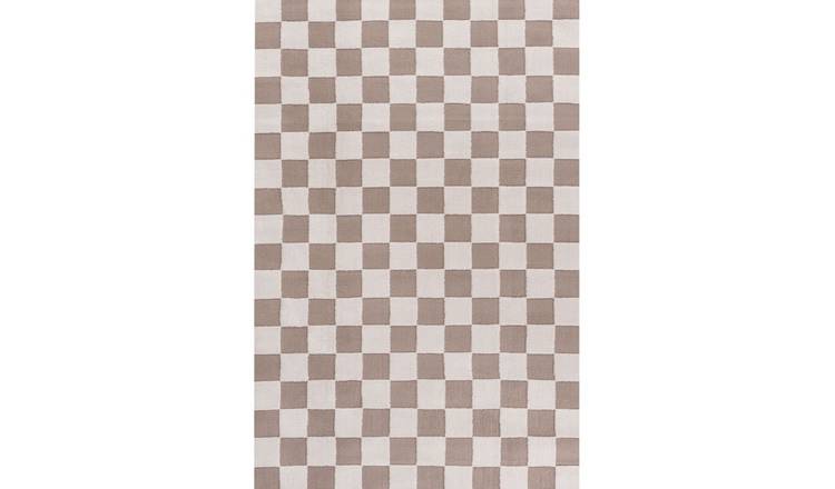 The Rugs Beige Loft Checkered Rug - 80 x 150cm