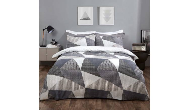 OHS Textured Geo Duvet Cover Set Grey - King