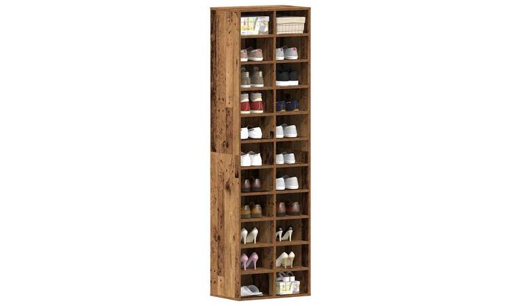 Walplus Engineered Wood Shoe Cabinet - Old Wood - 54 x 34 x 183 cm