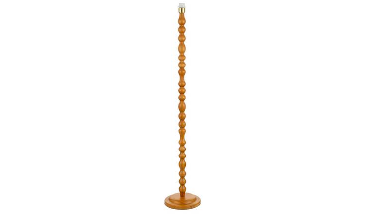 Happy Homewares Brown Oak Wooden Standing Base with Rippled Floor Lamp - 25cm
