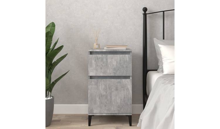 Walplus Engineered Wood Bedside Cabinet - Stone Grey - 40 x 35 x 70 cm