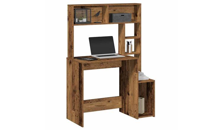 Walplus Shelves Engineered Wood Desk - Dark Wood - 100 x 45 x 140 cm