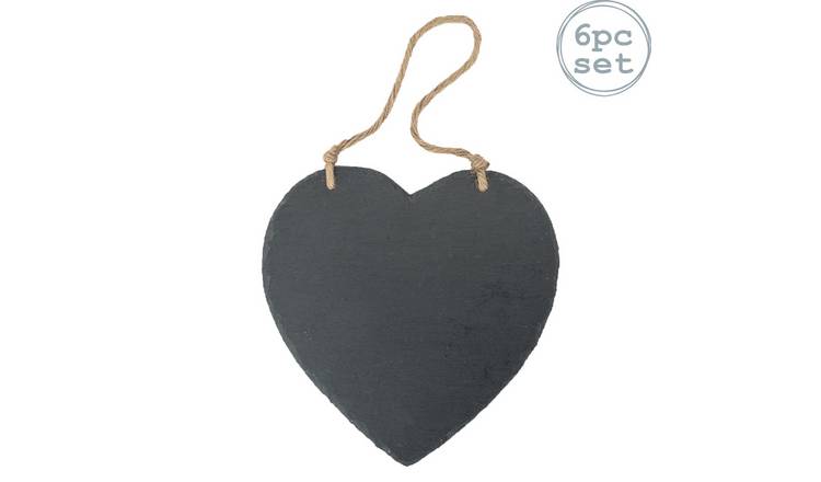 Nicola Spring Slate Heart Hanging Notice Boards - Set of 6