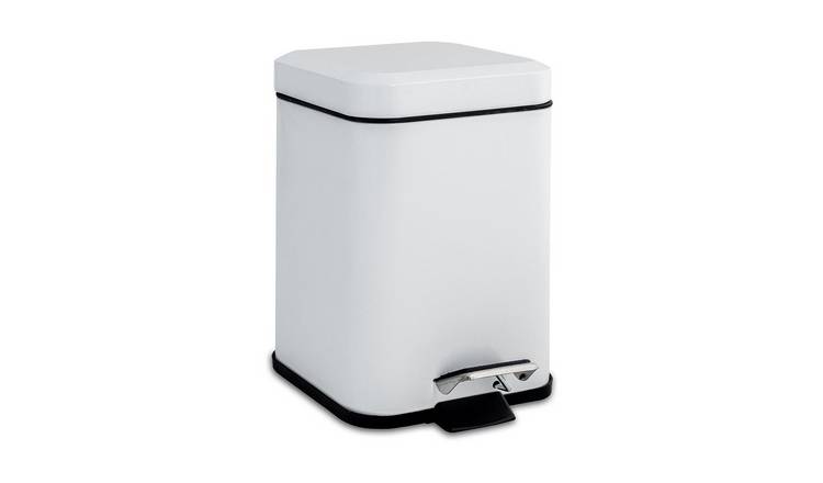 Harbour Housewares Square Bathroom Pedal Bin - 3 Litre - White