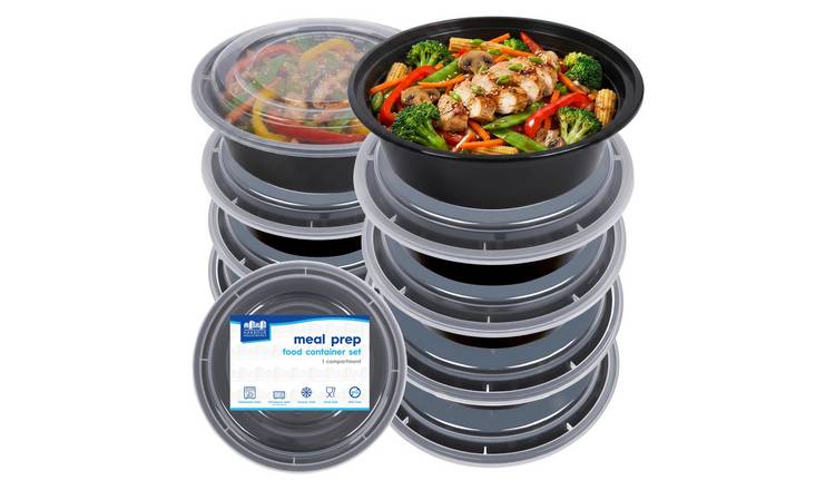 Harbour Housewares Round Reusable Meal Prep Containers (880ml) - Pack of 10