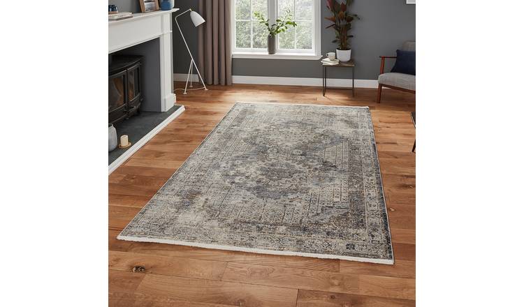 Mega Flooring Grey Traditional Geometric Rug - 120 x 170cm