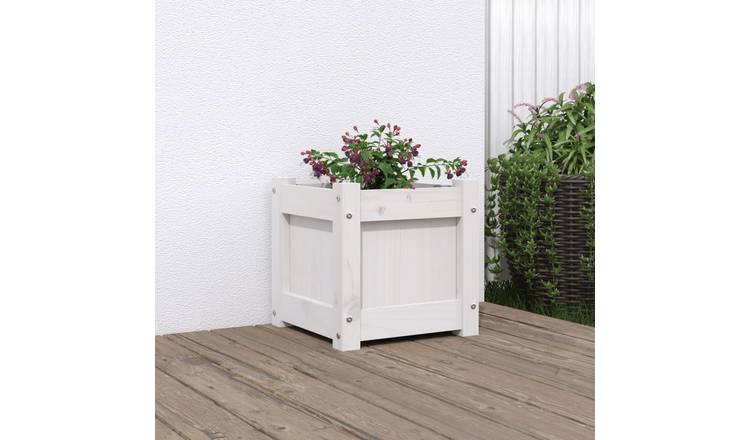 Walplus Wood Garden Planter - White V2 - 31 x 31 x 31 cm