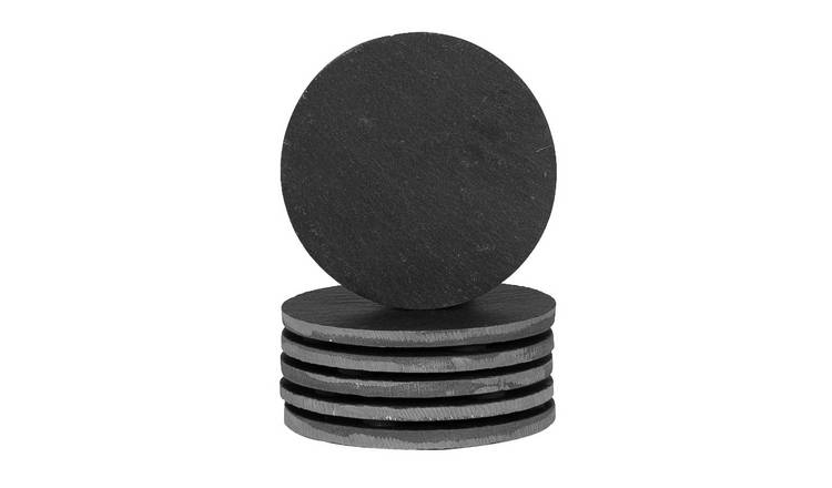 Argon Tableware Linea Round Slate Coasters - Pack of 6