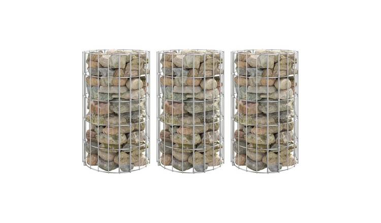 Walplus Pack of 3 Galvanised Steel Gabion Raised Bed - Silver - 30 x 50 cm