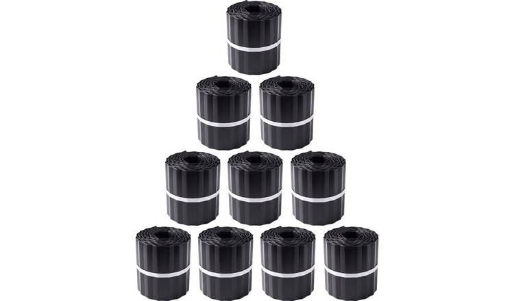 Primrose Black Coated Steel Corrugated Metal Lawn Edging Roll - 50m