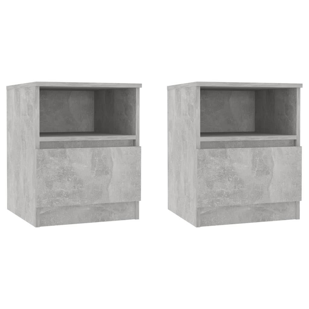 Walplus Pack of 2 1 Drawer Bed Cabinet - Stone Grey - 40 x 40 x 50 cm - Image 2