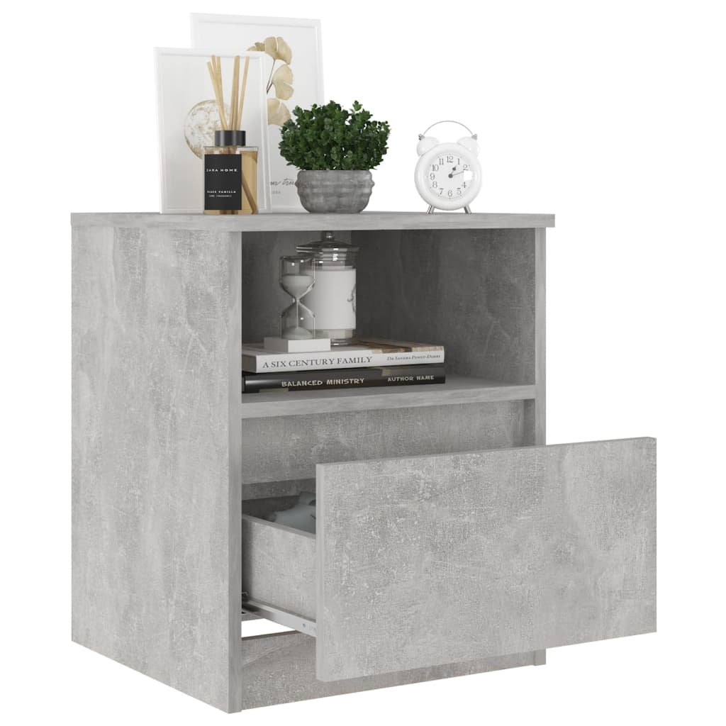 Walplus Pack of 2 1 Drawer Bed Cabinet - Stone Grey - 40 x 40 x 50 cm - Image 7