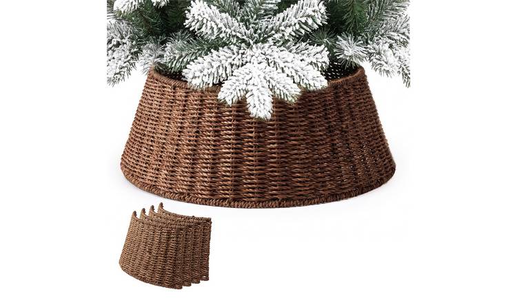 My Christmas Woven Natural Rattan Xmas Tree Skirt - Brown
