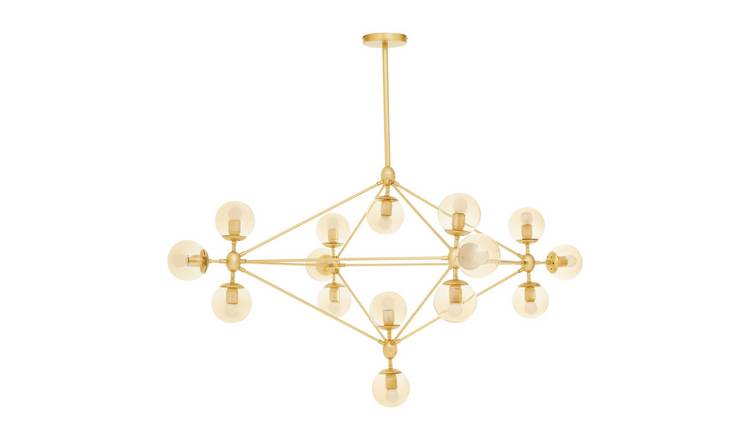 Orsina Abira 15-Arm Metal And Glass Pendant Light - Gold