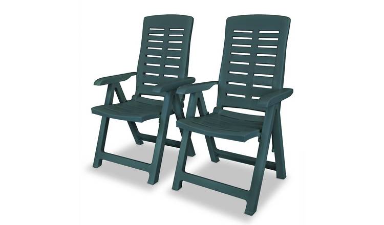 Walplus 2 Piece Plastic Reclining Folding Chairs - Green - 60 x 61 x 108 cm