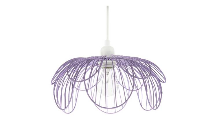 Happy Homewares Mate Lilac Metal Wire Overlapping Petal Pendant Shade - 26cm