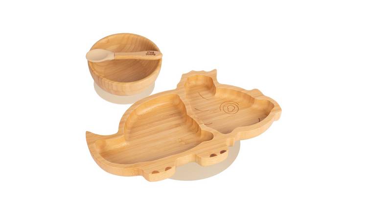 Tiny Dining 3pc Dinosaur Bamboo Suction Dinner Set - Beige
