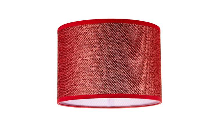 Happy Homewares Mini Diamond Red Glitter Fabric Round Lampshade - 25cm