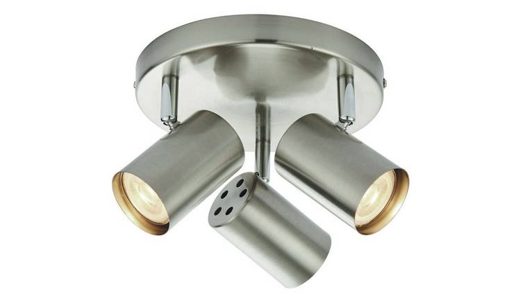 Loops Direct Set of 3 Ceiling Spotlight Three-Head Adjustable - Satin Chrome