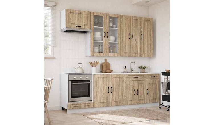 Walplus 8 Piece Engineered Wood Kitchen Unit Set - Sonoma Oak