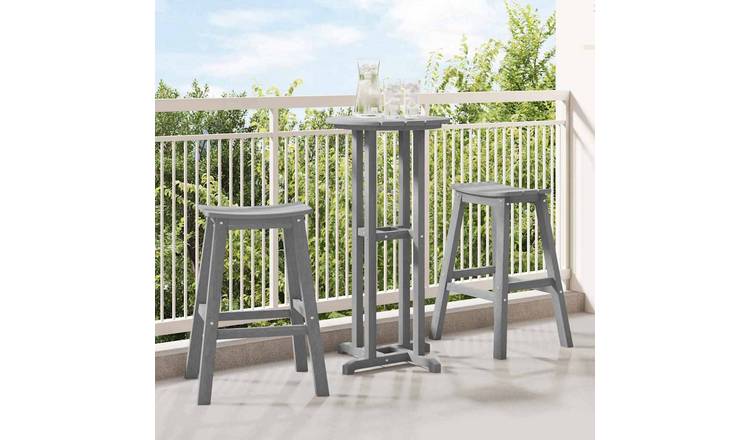 Walplus 3 Piece Garden Bar Set - Light Grey - 55 x 55 x 107 cm