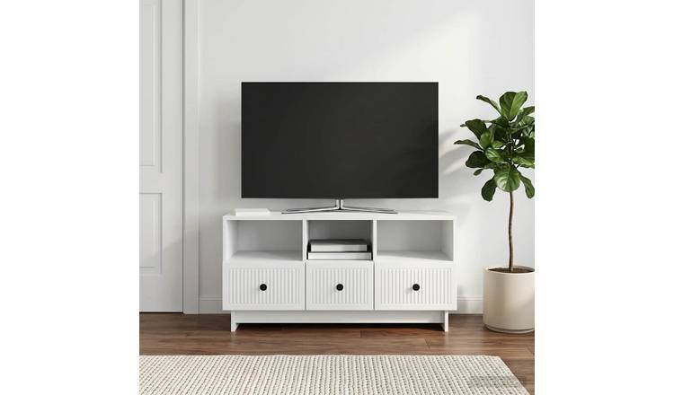 Walplus Engineered Wood TV Cabinet with Drawers - White - 102 x 34.5 x 50 cm