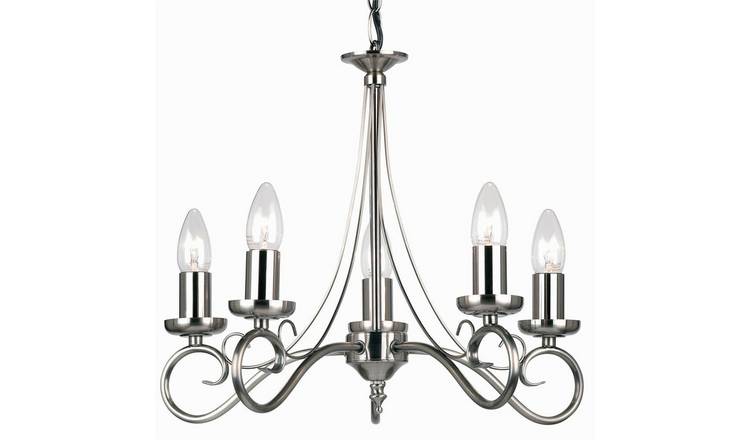 Loops Direct Steel 5-Light Ceiling Pendant - Antique Silver