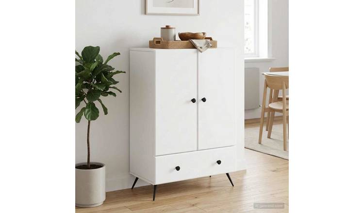 Walplus 1 Drawer Rectangular Sideboard Open Shelf - White - 66 x 34.5 x 95 cm