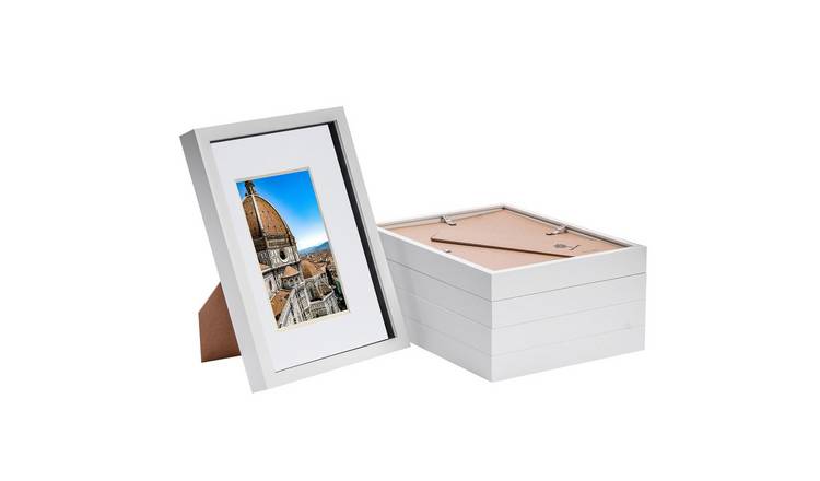 Nicola Spring 3D Box Photo Frames - 8x12" with Mount - White - Set of 5