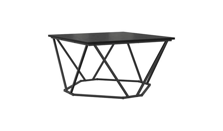 Walplus Engineered Wood and Steel Coffee Table - Black Oak - 80 x 80 x 45 cm