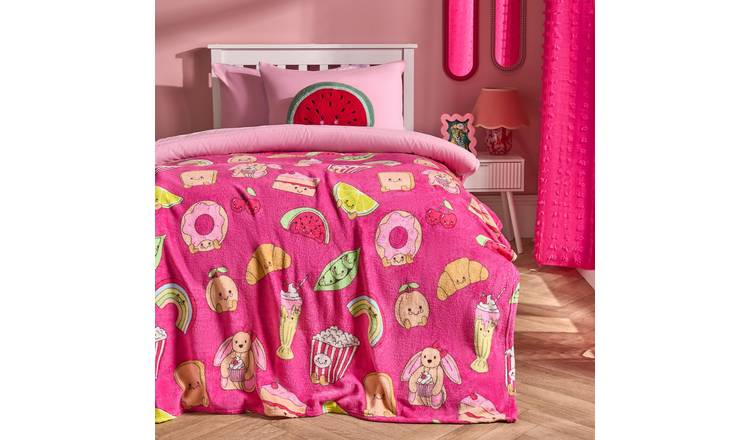 OHS Sweetie Pies Print Ultra Soft Blanket Throw 125 x 150cm - Magenta